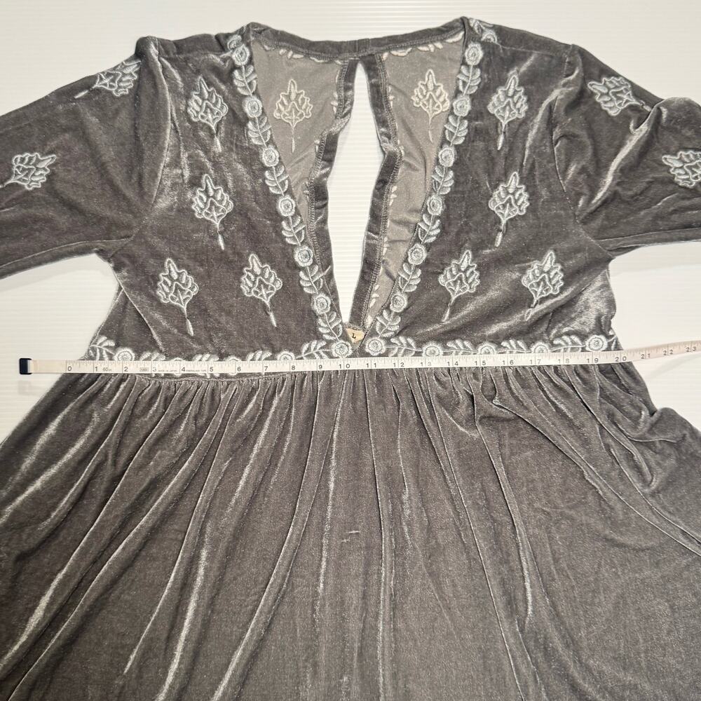 POL Velvet Tunic Silver Gray Women’s Medium Boho Fairy Cottage Festival Babydoll - Picture 15 of 16